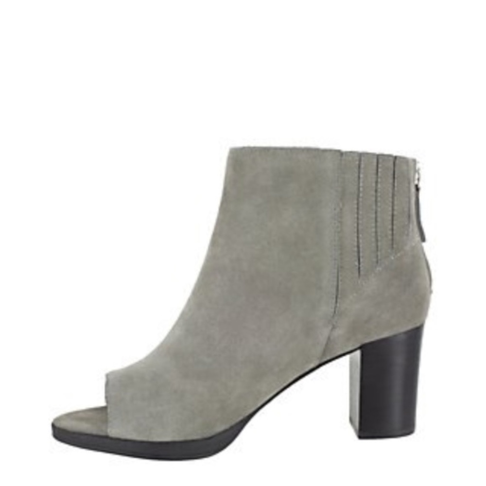 Bella Vita Lex Open Toe Grey Suede Leather Booties